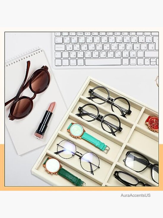 10 Grid Stackable Sunglasses Organizer Tray Eyewear Watch Jewelry Display main image 7